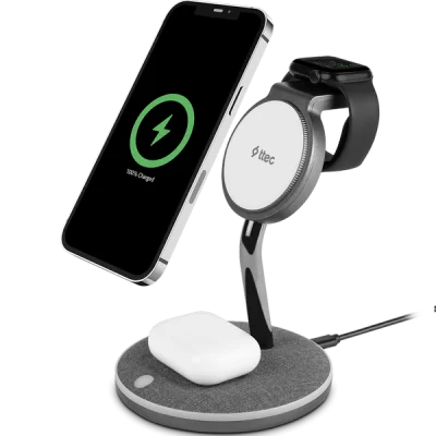 ttec AirCharger Trio M MagSafe Uyumlu 3’ü 1 Arada iPhone + Apple Watch + AirPods Kablosuz Hızlı Şarj Standı